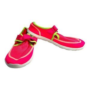 Wonder Nation Girls' Neon Pink & Yellow Water Shoes Size 4/5 Slip-On Water Shoes